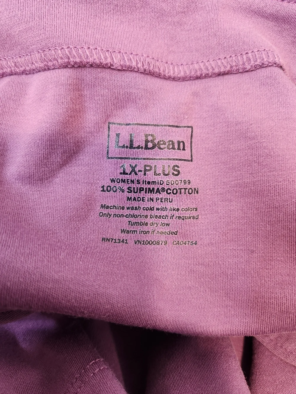 L.L. Bean Women's Pima Cotton Tunic Three Quarter Sleeve Splitneck Size 1X Plus - Picture 5 of 7